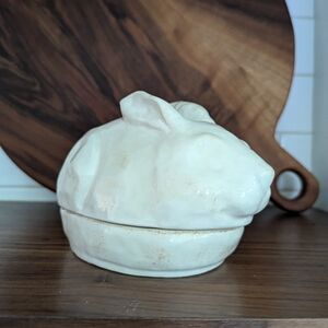 Pottery Barn two-piece sculpted ceramic bunny.